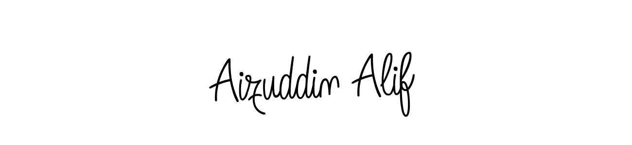 The best way (Angelique-Rose-font-FFP) to make a short signature is to pick only two or three words in your name. The name Aizuddin Alif include a total of six letters. For converting this name. Aizuddin Alif signature style 5 images and pictures png