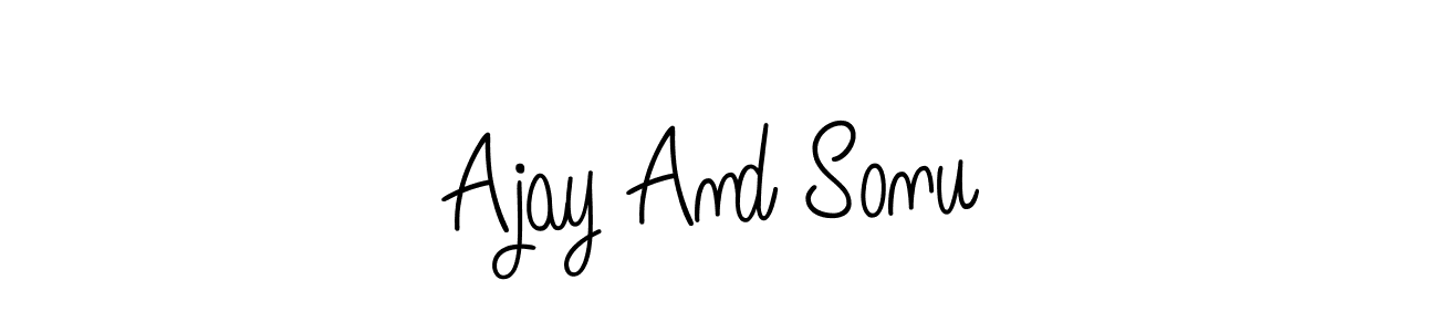 How to make Ajay And Sonu name signature. Use Angelique-Rose-font-FFP style for creating short signs online. This is the latest handwritten sign. Ajay And Sonu signature style 5 images and pictures png