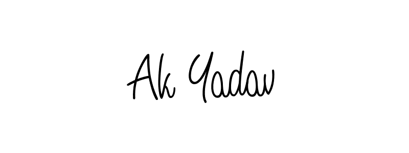 Use a signature maker to create a handwritten signature online. With this signature software, you can design (Angelique-Rose-font-FFP) your own signature for name Ak Yadav. Ak Yadav signature style 5 images and pictures png