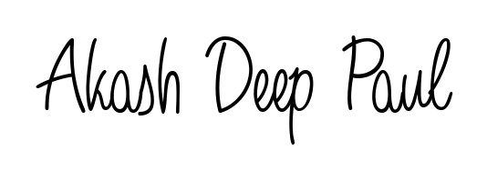 Try this chic Akash Deep Paul handwritten sign style. Using Angelique-Rose-font-FFP font elements, it gives your name a sleek, memorable identity. Akash Deep Paul signature style 5 images and pictures png