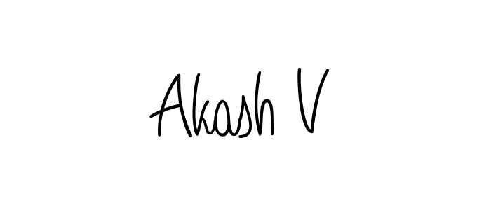 Design your own signature with our free online signature maker. With this signature software, you can create a handwritten (Angelique-Rose-font-FFP) signature for name Akash V. Akash V signature style 5 images and pictures png
