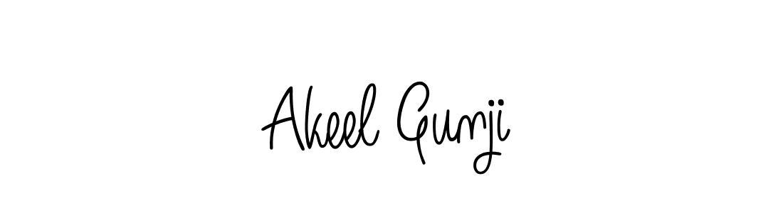 Make a beautiful signature design for name Akeel Gunji. With this signature (Angelique-Rose-font-FFP) style, you can create a handwritten signature for free. Akeel Gunji signature style 5 images and pictures png