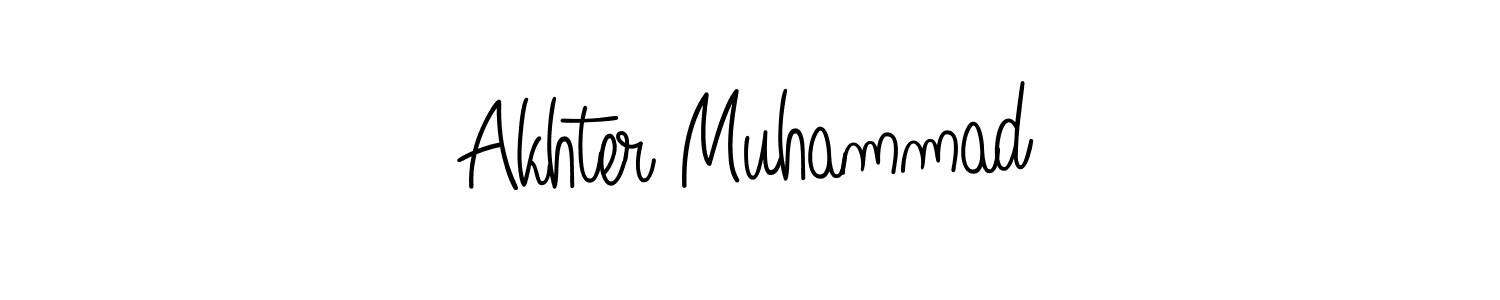 How to make Akhter Muhammad name signature. Use Angelique-Rose-font-FFP style for creating short signs online. This is the latest handwritten sign. Akhter Muhammad signature style 5 images and pictures png