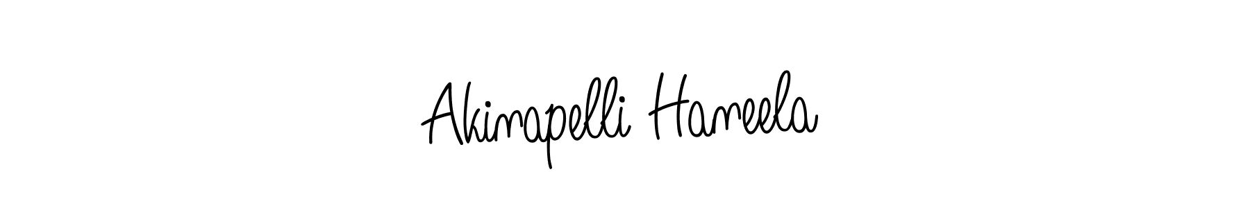 Use a signature maker to create a handwritten signature online. With this signature software, you can design (Angelique-Rose-font-FFP) your own signature for name Akinapelli Haneela. Akinapelli Haneela signature style 5 images and pictures png