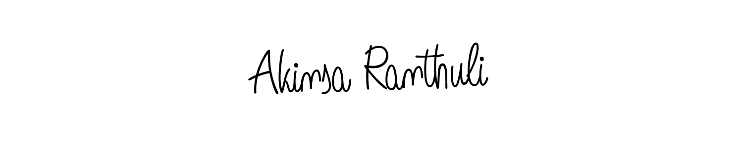 You should practise on your own different ways (Angelique-Rose-font-FFP) to write your name (Akinsa Ranthuli) in signature. don't let someone else do it for you. Akinsa Ranthuli signature style 5 images and pictures png