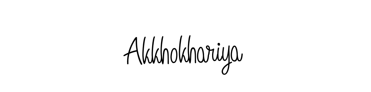 Make a beautiful signature design for name Akkhokhariya. With this signature (Angelique-Rose-font-FFP) style, you can create a handwritten signature for free. Akkhokhariya signature style 5 images and pictures png