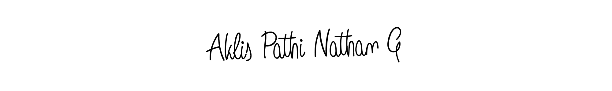 It looks lik you need a new signature style for name Aklis Pathi Nathan G. Design unique handwritten (Angelique-Rose-font-FFP) signature with our free signature maker in just a few clicks. Aklis Pathi Nathan G signature style 5 images and pictures png