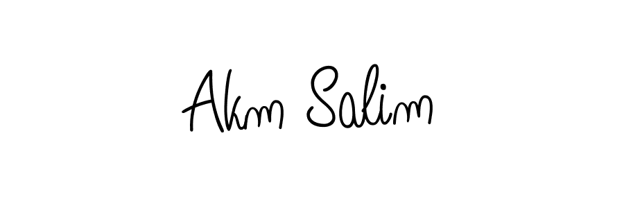 Use a signature maker to create a handwritten signature online. With this signature software, you can design (Angelique-Rose-font-FFP) your own signature for name Akm Salim. Akm Salim signature style 5 images and pictures png