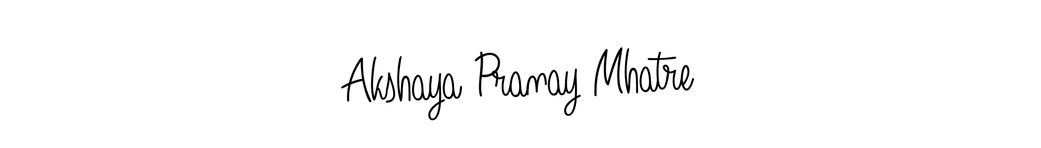 The best way (Angelique-Rose-font-FFP) to make a short signature is to pick only two or three words in your name. The name Akshaya Pranay Mhatre include a total of six letters. For converting this name. Akshaya Pranay Mhatre signature style 5 images and pictures png