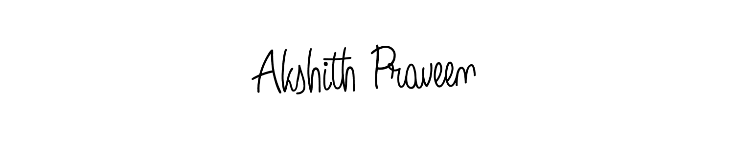 The best way (Angelique-Rose-font-FFP) to make a short signature is to pick only two or three words in your name. The name Akshith Praveen include a total of six letters. For converting this name. Akshith Praveen signature style 5 images and pictures png