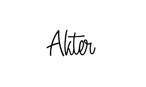 Use a signature maker to create a handwritten signature online. With this signature software, you can design (Angelique-Rose-font-FFP) your own signature for name Akter. Akter signature style 5 images and pictures png
