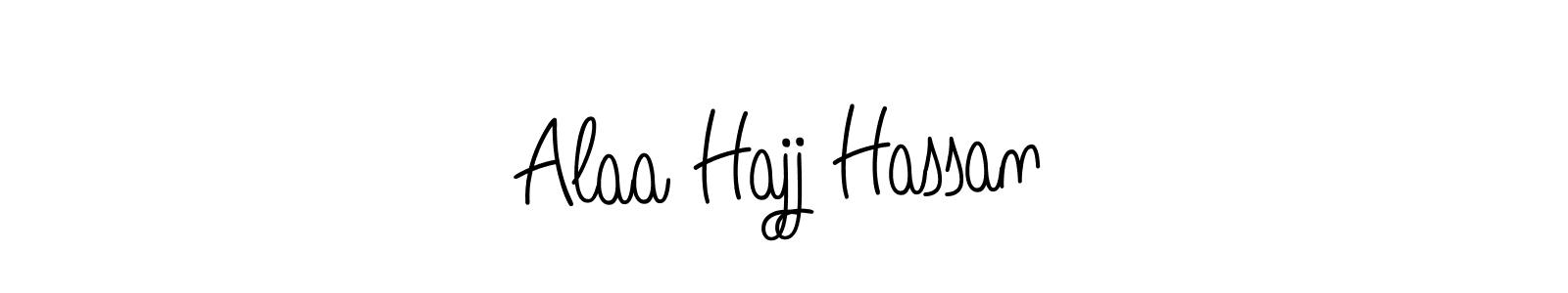 You should practise on your own different ways (Angelique-Rose-font-FFP) to write your name (Alaa Hajj Hassan) in signature. don't let someone else do it for you. Alaa Hajj Hassan signature style 5 images and pictures png