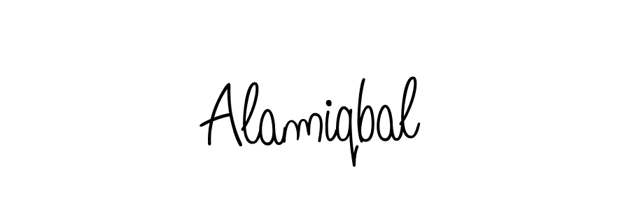 Use a signature maker to create a handwritten signature online. With this signature software, you can design (Angelique-Rose-font-FFP) your own signature for name Alamiqbal. Alamiqbal signature style 5 images and pictures png