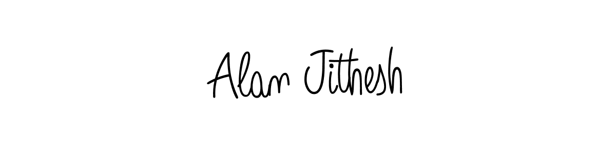 You should practise on your own different ways (Angelique-Rose-font-FFP) to write your name (Alan Jithesh) in signature. don't let someone else do it for you. Alan Jithesh signature style 5 images and pictures png