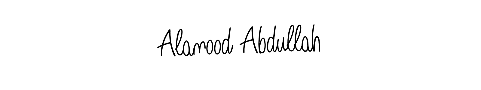 The best way (Angelique-Rose-font-FFP) to make a short signature is to pick only two or three words in your name. The name Alanood Abdullah include a total of six letters. For converting this name. Alanood Abdullah signature style 5 images and pictures png