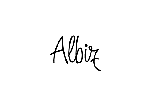 Make a beautiful signature design for name Albiz. With this signature (Angelique-Rose-font-FFP) style, you can create a handwritten signature for free. Albiz signature style 5 images and pictures png