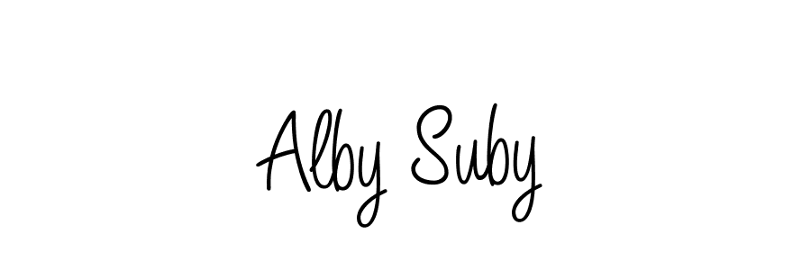 You should practise on your own different ways (Angelique-Rose-font-FFP) to write your name (Alby Suby) in signature. don't let someone else do it for you. Alby Suby signature style 5 images and pictures png