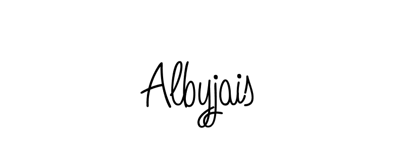 Use a signature maker to create a handwritten signature online. With this signature software, you can design (Angelique-Rose-font-FFP) your own signature for name Albyjais. Albyjais signature style 5 images and pictures png