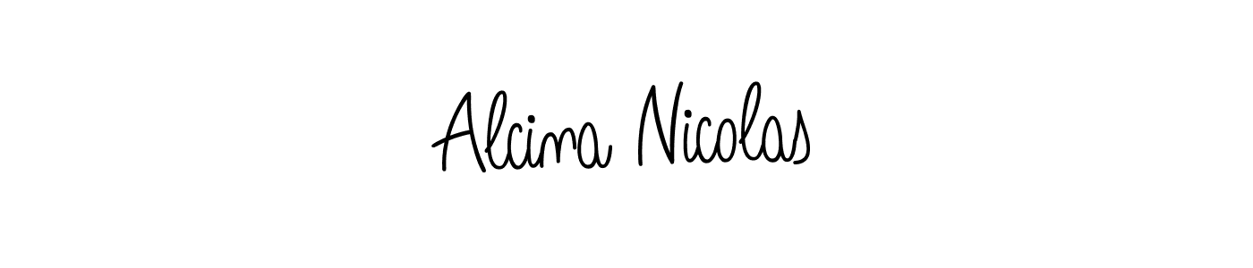 Alcina Nicolas stylish signature style. Best Handwritten Sign (Angelique-Rose-font-FFP) for my name. Handwritten Signature Collection Ideas for my name Alcina Nicolas. Alcina Nicolas signature style 5 images and pictures png