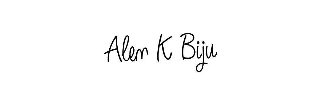 How to make Alen K Biju name signature. Use Angelique-Rose-font-FFP style for creating short signs online. This is the latest handwritten sign. Alen K Biju signature style 5 images and pictures png