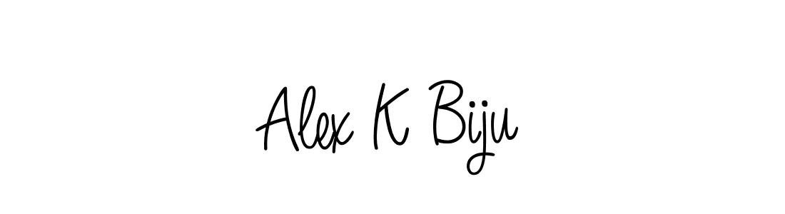Use a signature maker to create a handwritten signature online. With this signature software, you can design (Angelique-Rose-font-FFP) your own signature for name Alex K Biju. Alex K Biju signature style 5 images and pictures png