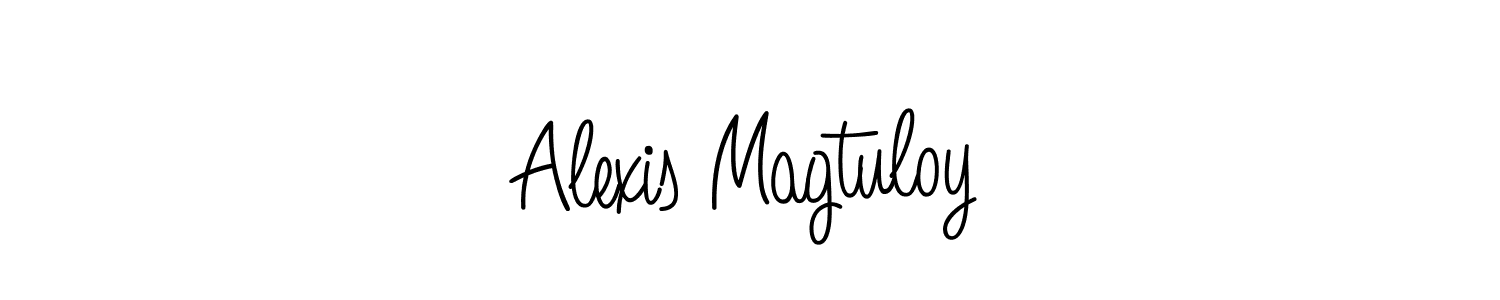 You should practise on your own different ways (Angelique-Rose-font-FFP) to write your name (Alexis Magtuloy) in signature. don't let someone else do it for you. Alexis Magtuloy signature style 5 images and pictures png