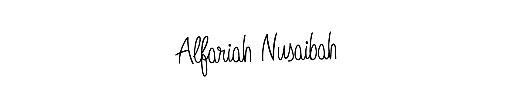 How to make Alfariah Nusaibah name signature. Use Angelique-Rose-font-FFP style for creating short signs online. This is the latest handwritten sign. Alfariah Nusaibah signature style 5 images and pictures png