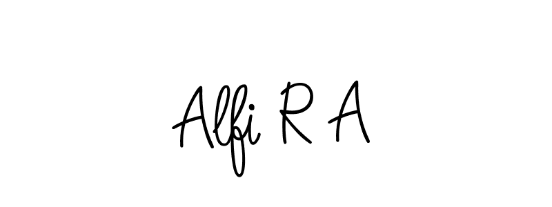 Use a signature maker to create a handwritten signature online. With this signature software, you can design (Angelique-Rose-font-FFP) your own signature for name Alfi R A. Alfi R A signature style 5 images and pictures png