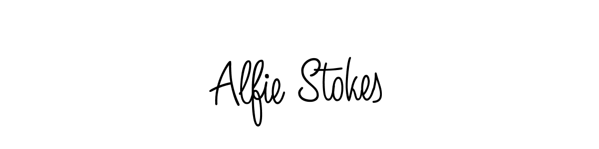 The best way (Angelique-Rose-font-FFP) to make a short signature is to pick only two or three words in your name. The name Alfie Stokes include a total of six letters. For converting this name. Alfie Stokes signature style 5 images and pictures png