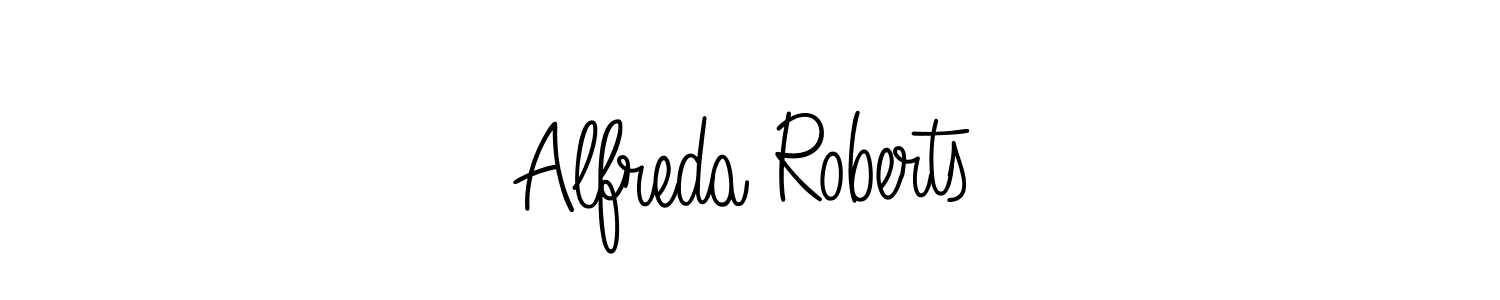 Make a beautiful signature design for name Alfreda Roberts. With this signature (Angelique-Rose-font-FFP) style, you can create a handwritten signature for free. Alfreda Roberts signature style 5 images and pictures png