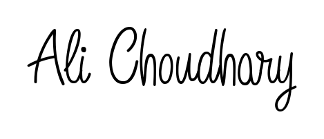 You should practise on your own different ways (Angelique-Rose-font-FFP) to write your name (Ali Choudhary) in signature. Don't let someone else do it for you. Ali Choudhary signature style 5 images and pictures png