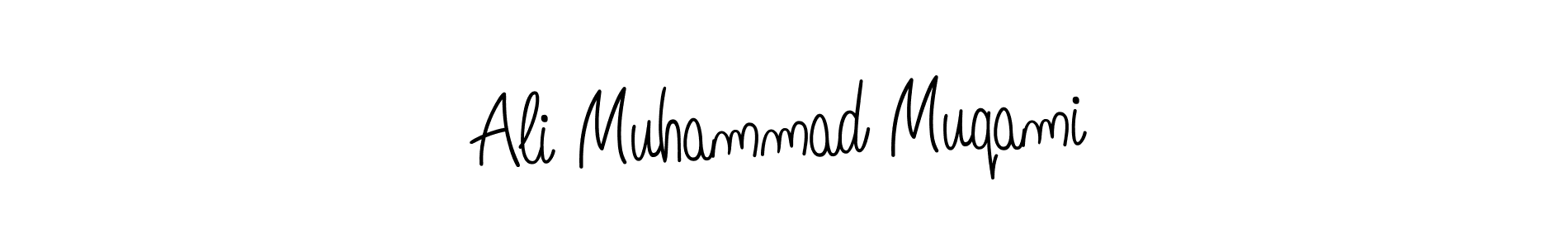 You should practise on your own different ways (Angelique-Rose-font-FFP) to write your name (Ali Muhammad Muqami) in signature. don't let someone else do it for you. Ali Muhammad Muqami signature style 5 images and pictures png