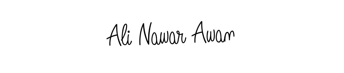 You should practise on your own different ways (Angelique-Rose-font-FFP) to write your name (Ali Nawar Awan) in signature. don't let someone else do it for you. Ali Nawar Awan signature style 5 images and pictures png