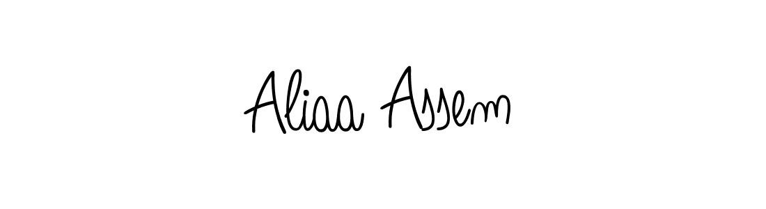 You should practise on your own different ways (Angelique-Rose-font-FFP) to write your name (Aliaa Assem) in signature. don't let someone else do it for you. Aliaa Assem signature style 5 images and pictures png