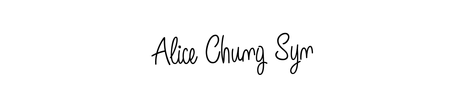 Use a signature maker to create a handwritten signature online. With this signature software, you can design (Angelique-Rose-font-FFP) your own signature for name Alice Chung Syn. Alice Chung Syn signature style 5 images and pictures png