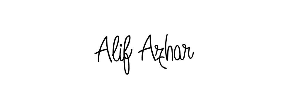 Use a signature maker to create a handwritten signature online. With this signature software, you can design (Angelique-Rose-font-FFP) your own signature for name Alif Azhar. Alif Azhar signature style 5 images and pictures png