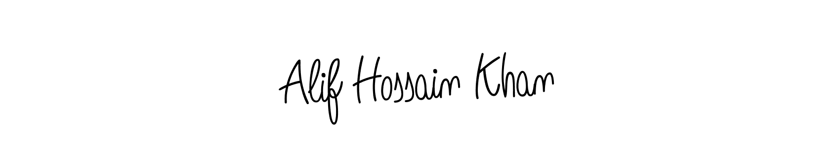 You should practise on your own different ways (Angelique-Rose-font-FFP) to write your name (Alif Hossain Khan) in signature. don't let someone else do it for you. Alif Hossain Khan signature style 5 images and pictures png