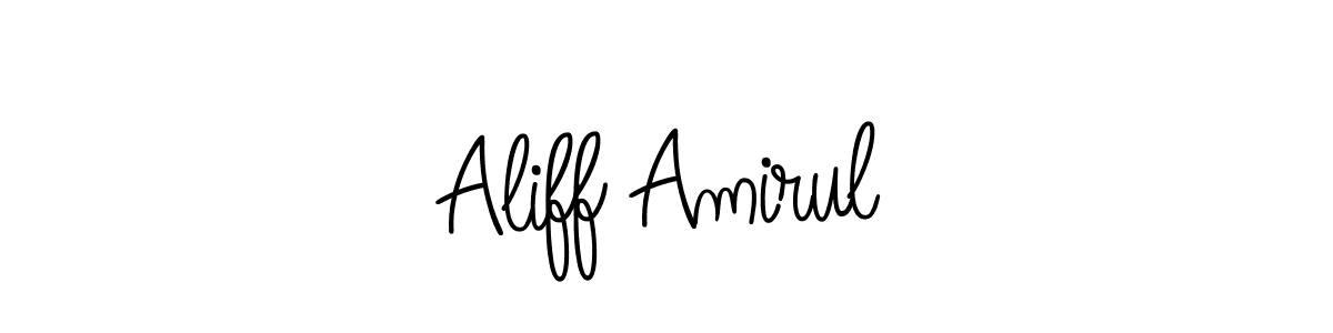 How to make Aliff Amirul name signature. Use Angelique-Rose-font-FFP style for creating short signs online. This is the latest handwritten sign. Aliff Amirul signature style 5 images and pictures png