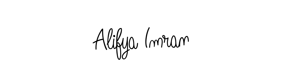 You should practise on your own different ways (Angelique-Rose-font-FFP) to write your name (Alifya Imran) in signature. don't let someone else do it for you. Alifya Imran signature style 5 images and pictures png