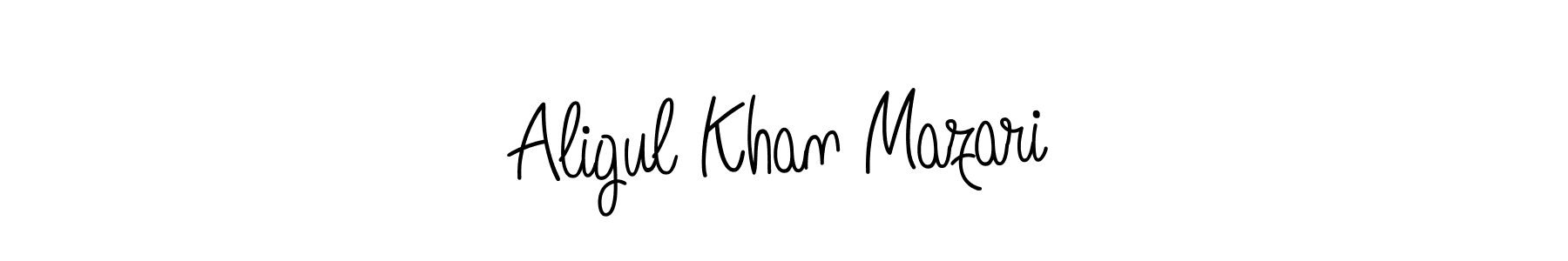 Create a beautiful signature design for name Aligul Khan Mazari. With this signature (Angelique-Rose-font-FFP) fonts, you can make a handwritten signature for free. Aligul Khan Mazari signature style 5 images and pictures png