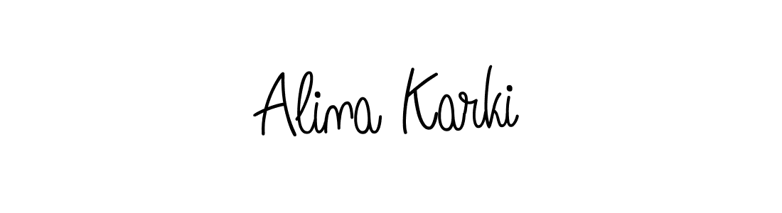 Use a signature maker to create a handwritten signature online. With this signature software, you can design (Angelique-Rose-font-FFP) your own signature for name Alina Karki. Alina Karki signature style 5 images and pictures png