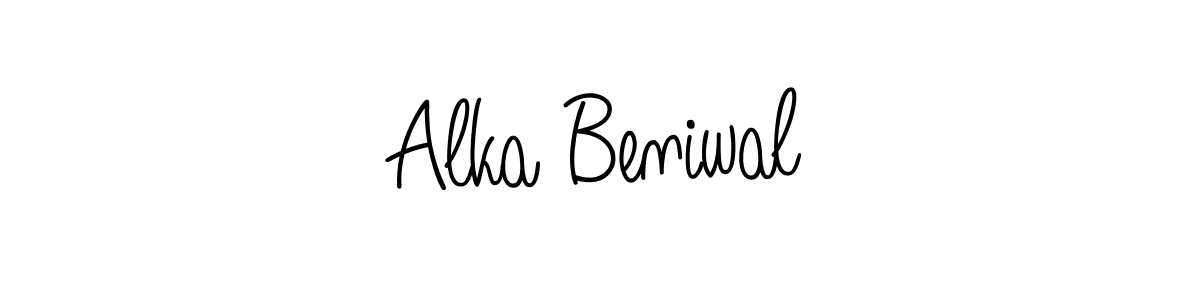 Use a signature maker to create a handwritten signature online. With this signature software, you can design (Angelique-Rose-font-FFP) your own signature for name Alka Beniwal. Alka Beniwal signature style 5 images and pictures png