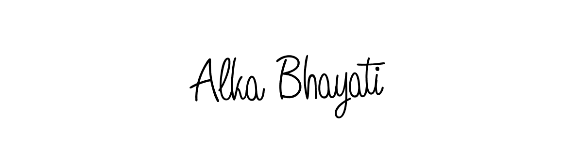 Make a beautiful signature design for name Alka Bhayati. With this signature (Angelique-Rose-font-FFP) style, you can create a handwritten signature for free. Alka Bhayati signature style 5 images and pictures png