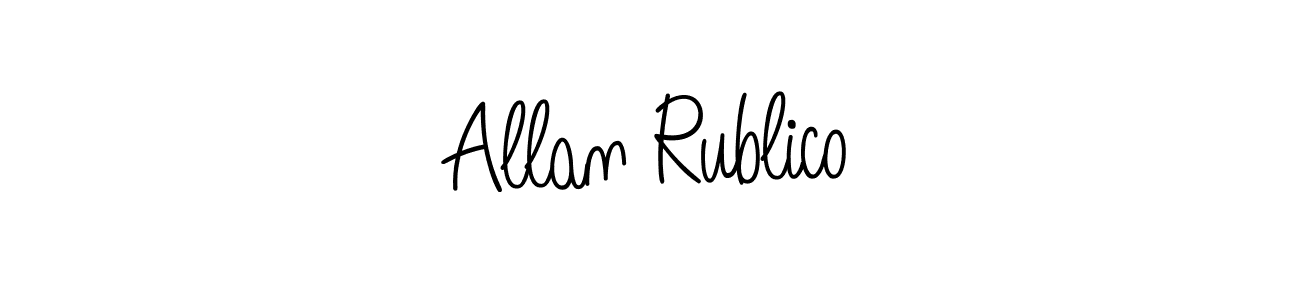 How to make Allan Rublico name signature. Use Angelique-Rose-font-FFP style for creating short signs online. This is the latest handwritten sign. Allan Rublico signature style 5 images and pictures png