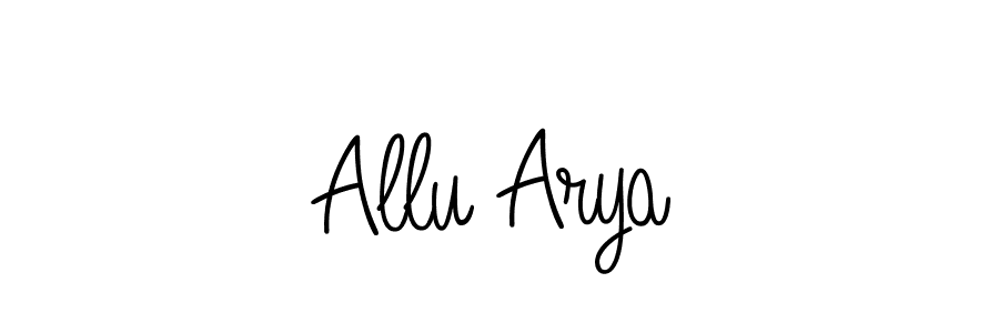 You should practise on your own different ways (Angelique-Rose-font-FFP) to write your name (Allu Arya) in signature. don't let someone else do it for you. Allu Arya signature style 5 images and pictures png
