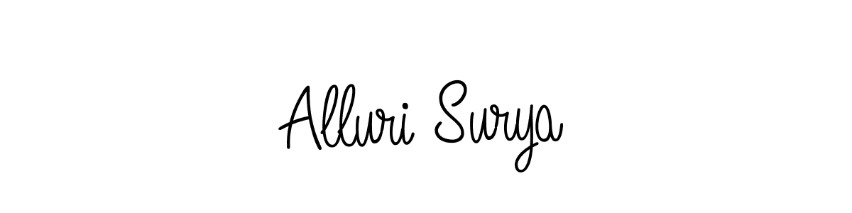 The best way (Angelique-Rose-font-FFP) to make a short signature is to pick only two or three words in your name. The name Alluri Surya include a total of six letters. For converting this name. Alluri Surya signature style 5 images and pictures png