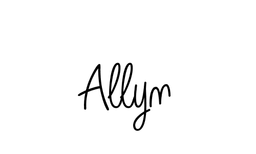 Make a beautiful signature design for name Allyn. With this signature (Angelique-Rose-font-FFP) style, you can create a handwritten signature for free. Allyn signature style 5 images and pictures png