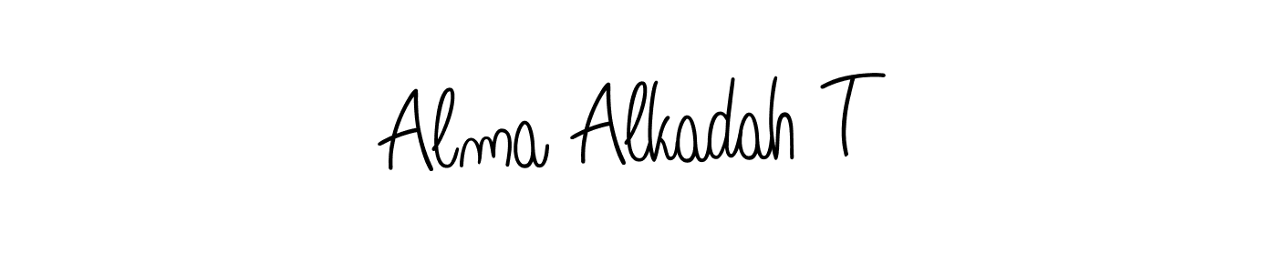 Make a beautiful signature design for name Alma Alkadah T. With this signature (Angelique-Rose-font-FFP) style, you can create a handwritten signature for free. Alma Alkadah T signature style 5 images and pictures png