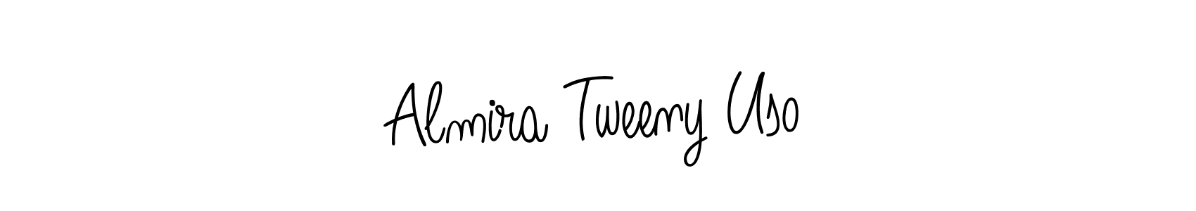 The best way (Angelique-Rose-font-FFP) to make a short signature is to pick only two or three words in your name. The name Almira Tweeny Uso include a total of six letters. For converting this name. Almira Tweeny Uso signature style 5 images and pictures png