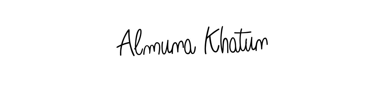 Make a beautiful signature design for name Almuna Khatun. With this signature (Angelique-Rose-font-FFP) style, you can create a handwritten signature for free. Almuna Khatun signature style 5 images and pictures png